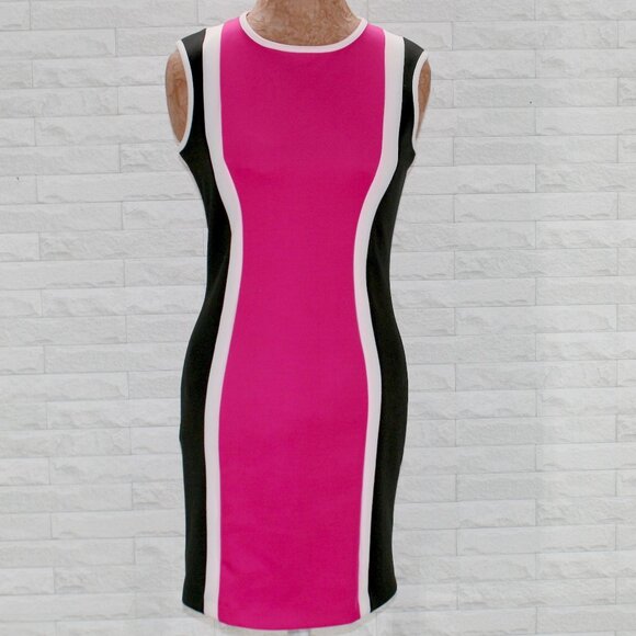 VIVIAN SHYU Dress Colorblock Sheath Stripe Pink Black White Casual Summer Medium - Picture 1 of 11